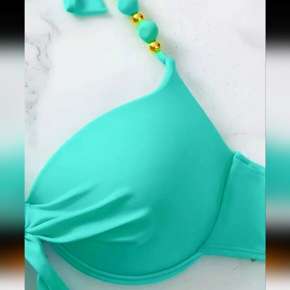 Womens High Waisted Turquoise Bikini Set. Size L - Picture 3 of 4